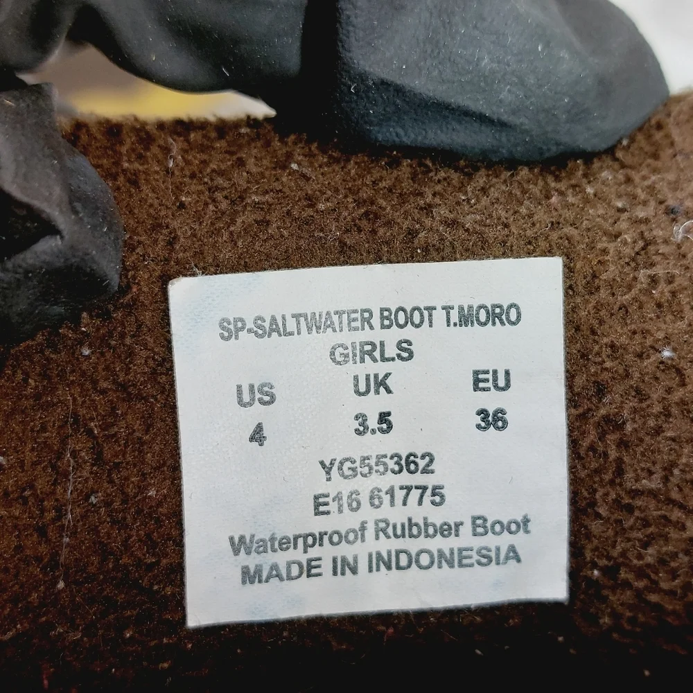Sperry Saltwater Duck Rain Brown Leather Rubber Zip Waterproof Ankle Boots W230